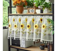 Rideau Cuisine,Rideau Cuisine Court Blancs, 150x60cm Rideau Sous Evier,Semi-Transparents Rideau Occultant Court,Rideau Cuisine Court,Rideau Meuble Cuisine Bas,Rideaux de cuisine transparents(Yellow,W1