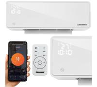 Rideau d'air chauffant mural wifi 2000w, application lcd zelvion + télécommande blanc