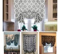 Rideau d'attache thermo-isolant et réglable pour le rideau occultant Écran de fenêtre ballon, 42 "de large et 63" de long - Motif de carrelage marocain quadruple gris clair