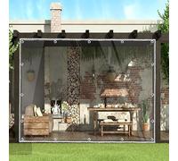 Rideau de bâche transparent imperméable et résistant aux intempéries avec œillets - Cloison en PVC résistant aux intempéries pour pergola, porche, tonnelle, jardin extérieur