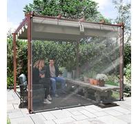 Rideau De Bâche Transparent Imperméable Extérieur,Panneaux Latéraux en Bâche Claire Étanche Pvc Résistante Aux Intempéries De 0,35mm Avec Œillets,Avec Fermeture Éclair,NoZip-3.3×2.1m(10.8*6.9ft)