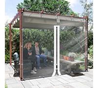 Rideau De Bâche Transparent Imperméable Extérieur,Panneaux Latéraux en Bâche Claire Étanche Pvc Résistante Aux Intempéries De 0,35mm Avec Œillets,Avec Fermeture Éclair,1Zip-3.8×2.2m(12.5*7.2ft)