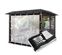 Rideau de bâche transparent imperméable pour extérieur - Panneaux latéraux en plastique avec œillets pour balcon, terrasse, porche et tonnelle (3 x 1,2 m)