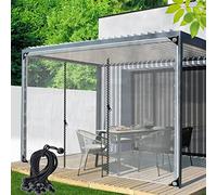 Rideau de bâche transparent robuste avec porte à fermeture éclair - Panneau en PVC imperméable pour pergola, porche, tonnelle - Taille personnalisable 2,2 x 2 m - Solution d'intimité extérieure