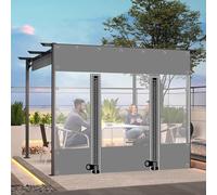 Rideau De Bâche Transparente Pergola Extérieur,Panneaux Latéraux en Bâche Étanche Claire Grise avec Portes À Fermeture Éclair,Bâche Imperméable en PVC De 0,3mm avec Œillets,W×H-3.3×2.2m(10.8 * 7.2ft)