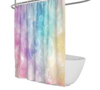 Rideau de Bain Luxe à Textures Pastel Rideau de Douche en marbre Art Rideau de Douche Rose Violet Bleu Courbes dégradé Doux Fond Scintillant Rideaux de Douche Séchage Rapide 150 x 200 cm