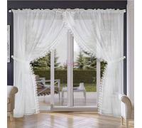 Rideau de balcon long Rideau en voile avec fronces Gipüre LB-11-A, 250x400 cm