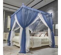 Rideau de baldaquin de lit, filet à volants double couche avec dentelle, tente d'intimité en polyester doux pour décoration de chambre à coucher, sanctuaire confortable pour filles et adultes