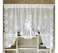 Rideau de ballon en dentelle blanche pastorale américaine avec attache relevable en tulle romain pour porte de chambre, cuisine, cloison, décoration - BLANC - L 180 cm x H 100 cm - Processus de passe-
