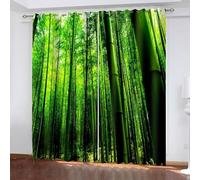Rideau de Cuisine, Rideau Vert Occultant Polyester Paysages D'Arbres Décoration pour Fenêtre 102L x 160H CM Lot de 2