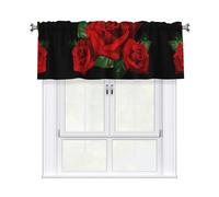 Rideau de cuisine semi-transparent avec imprimé rose gothique 137,2 x 45,7 cm, 1 panneau court pour chambre à coucher, salle de bain