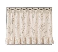 Rideau de cuisinière de cuisine vintage rustique, housse de four à fleurs avec bordure élégante en dentelle, tissu polyester respirant, installation rapide à nouer, 77,7 x 55,9 cm (I)