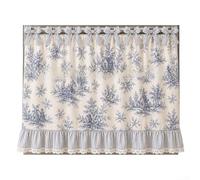 Rideau de cuisinière de cuisine vintage rustique, housse de four à fleurs avec bordure élégante en dentelle, tissu polyester respirant, installation rapide à nouer, 77,7 x 55,9 cm (C)