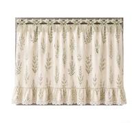 Rideau de cuisinière de cuisine vintage rustique, housse de four à fleurs avec bordure élégante en dentelle, tissu polyester respirant, installation rapide à attacher, 77 x 55 cm (H)