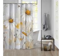 Rideau de Douche 100x200cm Rideau Douche Flower Rideau Baignoire Ourlet Lesté Rideau de Douche Tissu Polyester Imperméable Lavable Rideau Salle de Bain Art Décoratif Rideaux de Douche Avec Crochet 464