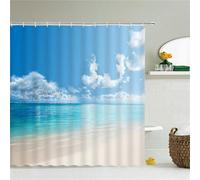 Rideau de Douche 120x160cm Nuages blancs de la mer Rideau de Douche Anti-moisissure,Grand Rideaux Extérieur Imperméable,Tissu Polyester,Antibactérien,Lavable en Machine,Salle de Bain Rideau Décor