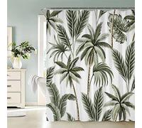 Rideau de Douche 120x200 Feuille De Palmier Rideau de Douche épaissi Anti Moisissure 3D Imprimé Tissu Imperméable Polyester Plantes Tropicales Dessin Animé Rideaux de Douche Lavable Machine 12 Anneaux
