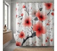 Rideau de Douche 150x200 cm, Japon Plum Bossom Rideaux de Douche Baignoire en Imperméable Polyester avec Ourlet Lesté, Salle de Bain Tissu Lavable en Machine à Séchage Rapide, avec 12 Anneaux K-O7747