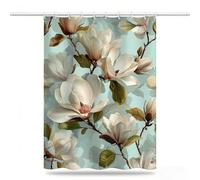 Rideau de Douche 150x200 Rideau Douche Moderne Tissu Polyester Imperméable 12 Crochets, Séchage Rapide Rideaux, Lavable en Machine Shower Curtain pour Baignoire Salle de Bain Fleurs Curtains, Model441