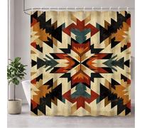 Rideau de Douche 170 x 180 cm Anti Moisissure Rideau Douche Rétro Shower Curtain Brun Imperméable Tissu Polyester Séchage Rapide Shower Curtain avec Ourlet Inférieur Lesté et 12 Crochets 3Y#618