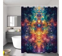 Rideau de Douche 180 x 200 cm, Tissu Polyester Imperméable Shower Curtain, Rêve Rideau Douche Lavable, Lavable en Machine, avec Ourlet Lesté et Crochets, pour Baignoire, Salle de Bain, Fleur P-1877