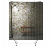 Rideau de Douche 180 X 200 Marron, Joli Rideau de Douche pour Femmes Rideau de Chaise en Bois de Mur de Réverbère de Polyester pour l'Extérieur d'Hôtel 71X79In