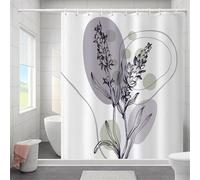 Rideau de Douche 180 x 210 cm Rideau Douche Violet Rideaux Impermeable, Feuille Shower Curtain Feuilles Curtains avec Ourlet Lesté, 12 Crochets Facile à Installer, Baignoire ou la Salle de Bain Y-9468