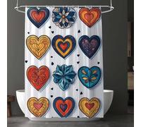 Rideau de Douche 180 x 240 cm, Rideaux de Douche Couleur Lavable avec 12 Crochets, Imperméable Rideaux Amour, Facile à Nettoyer, Séchage Rapide Rideau, pour Décoration Baignoire Salle de Bain D-7