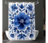Rideau de Douche 180 x 240 cm, Rideaux de Douche Moderne Lavable avec 12 Crochets, Imperméable Rideaux Fleur, Facile à Nettoyer, Séchage Rapide Rideau, pour Décoration Baignoire Salle de Bain D-7477