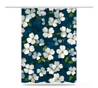 Rideau de Douche 180x200 Rideau Douche Fleur Polyester Imperméable avec 12 Crochets, Séchage Rapide Rideaux, Lavable en Machine Shower Curtain pour Baignoire Salle de Bain Moderne Curtains, Model343