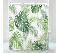 Rideau de Douche 180x220 cm Monstre Vert Rideau Douche Anti Moisissure 3D Feuilles de Palmier, Extra Long en Tissu Imperméable Plantes Tropicales Rideaux de Baignoire q/949