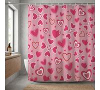 Rideau de Douche 180x240 cm, Rose Amour Rideaux de Douche Baignoire en Imperméable Polyester Plat avec Ourlet Lesté, Salle de Bain Tissu Lavable en Machine à Séchage Rapide, avec 12 Anneaux K-O2136