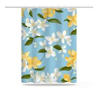 Rideau de Douche 180x240 Rideau Douche Fleur Polyester Imperméable avec 12 Crochets, Séchage Rapide Rideaux, Lavable en Machine Shower Curtain pour Baignoire Salle de Bain Moderne Curtains, Model257