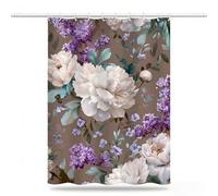 Rideau de Douche 180x240 Rideau Douche nordique Tissu Polyester Imperméable 12 Crochets, Séchage Rapide Rideaux Lavable en Machine Shower Curtain pour Baignoire Salle de Bain Pivoine Curtains,Model577