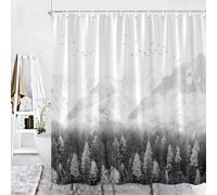 Rideau de Douche 200X200 Imprimé Forêt de Montagne,Rideau de Salle de Bain Moderne Et Artistique Simple avec Motif de Montagne Enneigée,Rideau de Baignoire Imperméable en Polyester avec Crochets,