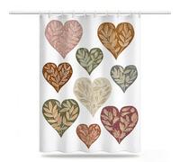 Rideau de Douche 200x220 Rideau Douche Amour Tissu Polyester Imperméable 12 Crochets, Séchage Rapide Rideaux, Lavable en Machine Shower Curtain pour Baignoire Salle de Bain Feuilles Curtains, Model443