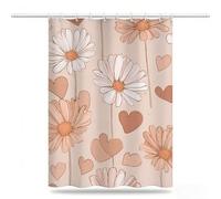 Rideau de Douche 200x220 Rideau Douche Orange Tissu Polyester Imperméable avec 12 Crochets Séchage Rapide Rideaux Lavable en Machine Shower Curtain pour Baignoire Salle de Bain Amour Curtains,Model317