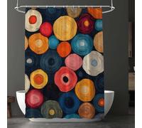 Rideau de Douche 240 x 180 cm, Rideaux de Douche Couleur Lavable avec 12 Crochets, Imperméable Rideaux Cercle, Facile à Nettoyer, Séchage Rapide Rideau, pour Décoration Baignoire Salle de Bain D-4329