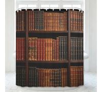 Rideau de Douche 240x200 Bibliothèque Rétro 3D Imprimé Anti Moisissure