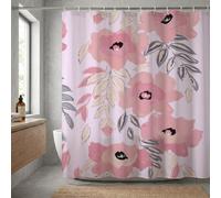 Rideau de Douche 240x200 cm, Rose Fleur Rideaux de Douche Baignoire en Imperméable Polyester Plat avec Ourlet Lesté, Salle de Bain Tissu Lavable en Machine à Séchage Rapide, avec 12 Anneaux K-O2302
