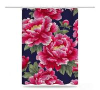 Rideau de Douche 240x200 Rideau Douche Rose Tissu Polyester Imperméable avec 12 Crochets Séchage Rapide Rideaux Lavable en Machine Shower Curtain pour Baignoire Salle de Bain Pivoine Curtains,Model691