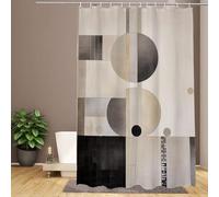 Rideau de douche 90 x 200 cm, motif géométrique, extra long, pour salle de bain, imperméable, séchage rapide, lavable, en polyester doux, avec crochets, idéal pour la maison, l'hôtel, l'école ou les s