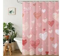 Rideau de Douche 90x180 cm - Tissu Polyester Imperméable Anti-Moisissure - 12 Anneaux Inclus - Ourlet Lesté pour Stabilité - Lavable en Machine - Idéal de Baignoire et Douche - Rose & Amour Y1#338
