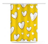 Rideau de Douche 90x180 Rideau Douche Jaune Tissu Polyester Imperméable avec 12 Crochets, Séchage Rapide Rideaux, Lavable en Machine Shower Curtain pour Baignoire Salle de Bain Amour Curtains, Model97