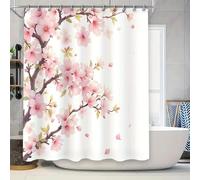 Rideau de douche à fleurs de sakura rose pour la décoration de la salle de bain ajoute un charme naturel Convient pour la séparation humide et sèche Facile à nettoyer 83x182cm/Largeur x Hauteur