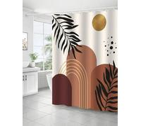 Rideau de douche à impression numérique, rideau de douche abstrait avec impression de montagne et de soleil, doublure de rideau de douche imperméable moderne pour salle de bain 90x200cm/35x79in(WxH)