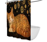 Rideau de Douche à Motif Chat Orange de Sommeil Rideau de Bain en Forme d’Animal Art de rêve pour Une décoration Chic Tissu en Tissu Extra-Long avec Crochets 180 x 180 cm