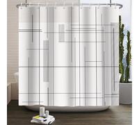 Rideau de Douche à Motif de Lignes Simples pour Salle de Bain 130x210cm/Largeur x Hauteur Rideau de Bain décoratif en Tissu Polyester imperméable, cloison de séparation pour Baignoire