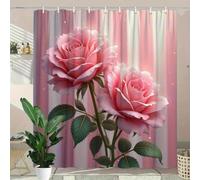 Rideau de Douche à Motif de Roses Roses - Polyester imprimé numérique, Rideau de séparation de Salle de Bain, Toutes Saisons, Motif Floral pour la décoration de Salle de Bain 90x150cm/(WxH)