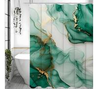 Rideau de Douche à Motif marbré Vert, Impression numérique, Simple et Abstrait, imperméable, avec Crochets 240x213cm/(WxH)